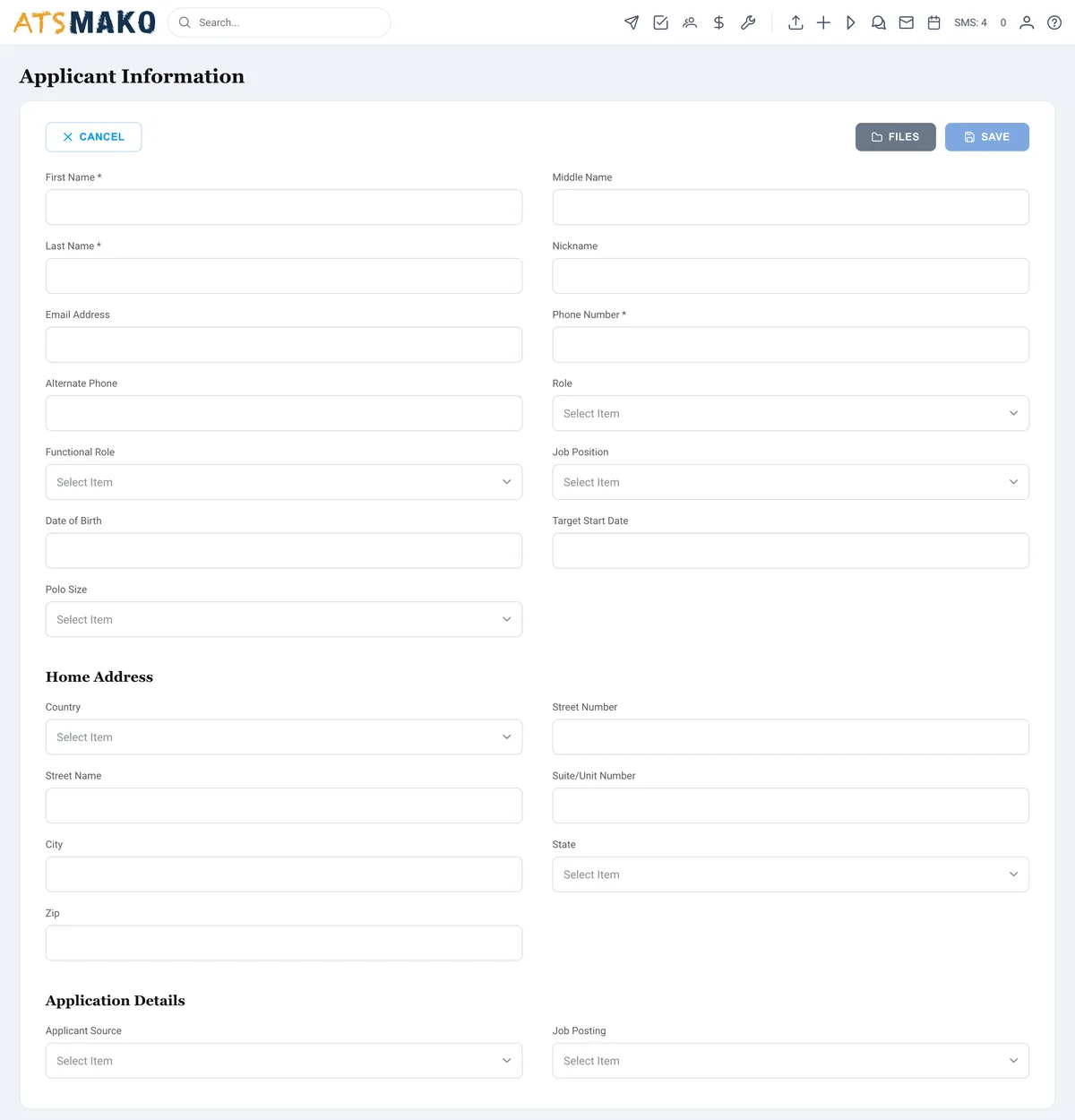 ATS Mako branded Apply Here page with TCPA consent statement at point of application