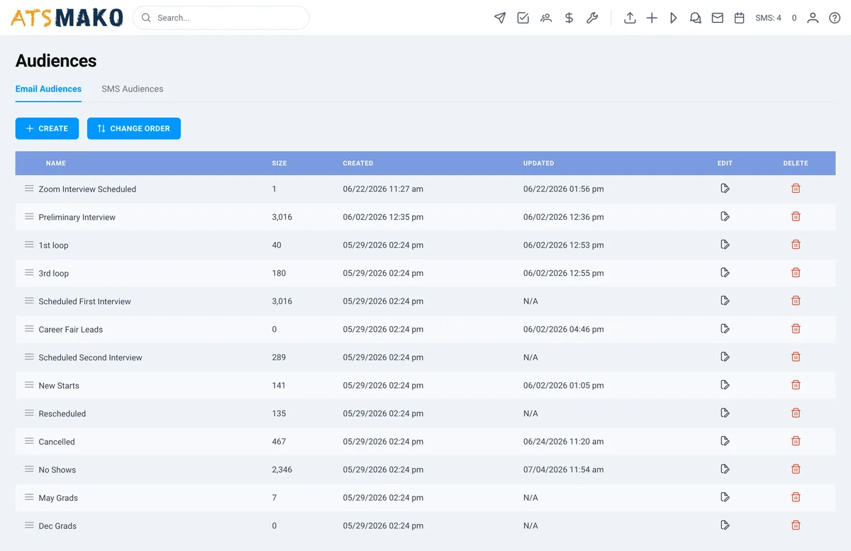 Saved candidate audience segments in ATS Mako