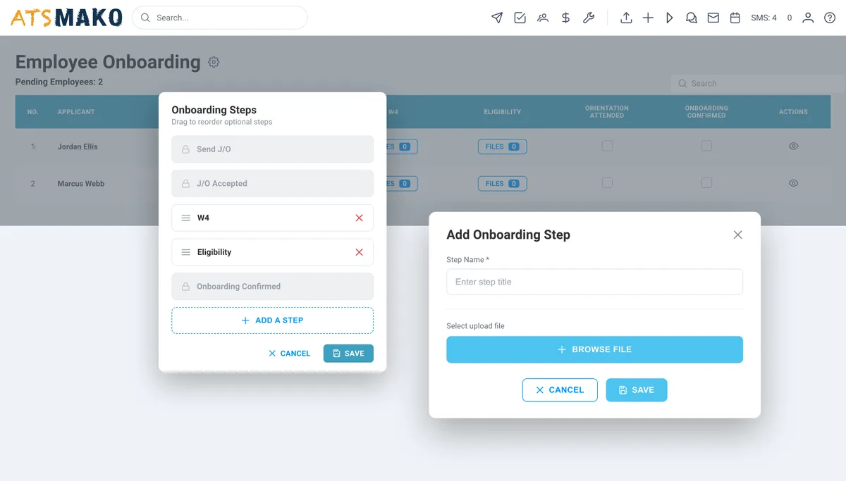 Configurable onboarding steps and job offer flow in ATS Mako